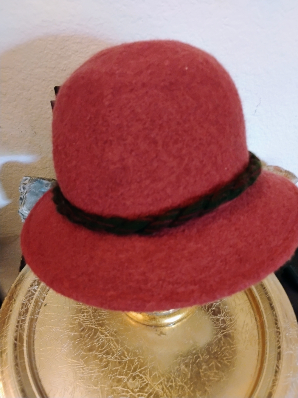 Geiger Tyrol Womens Braided-Trim Wool Felt Cloche Hat in Red